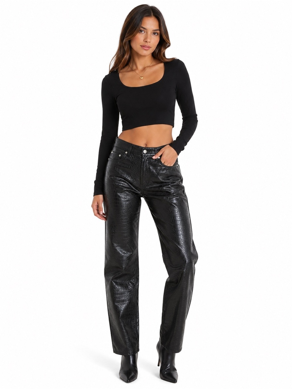 🤍Divided Womens Black Faux Leather Jeans